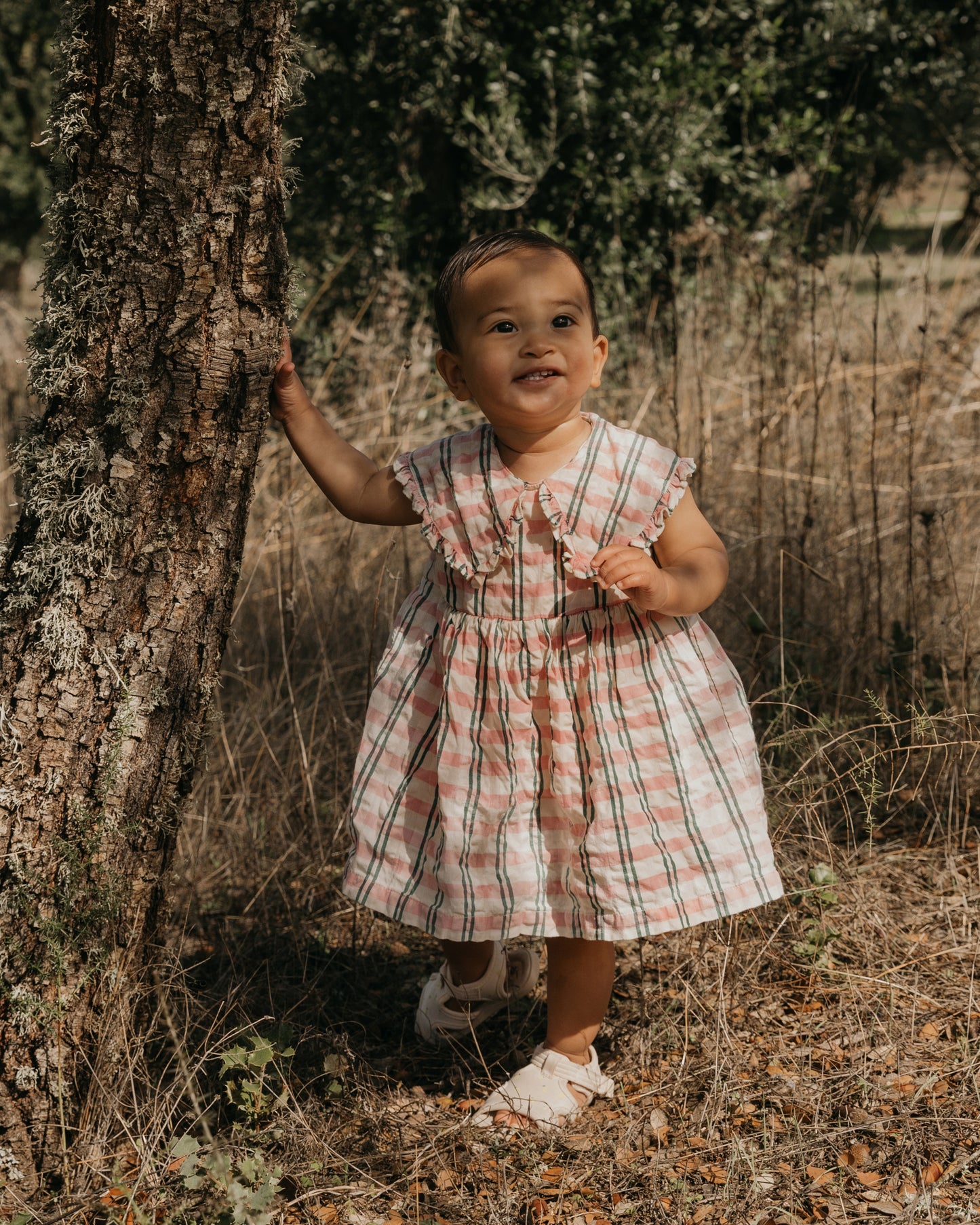 Seersucker Collar Romper Dress