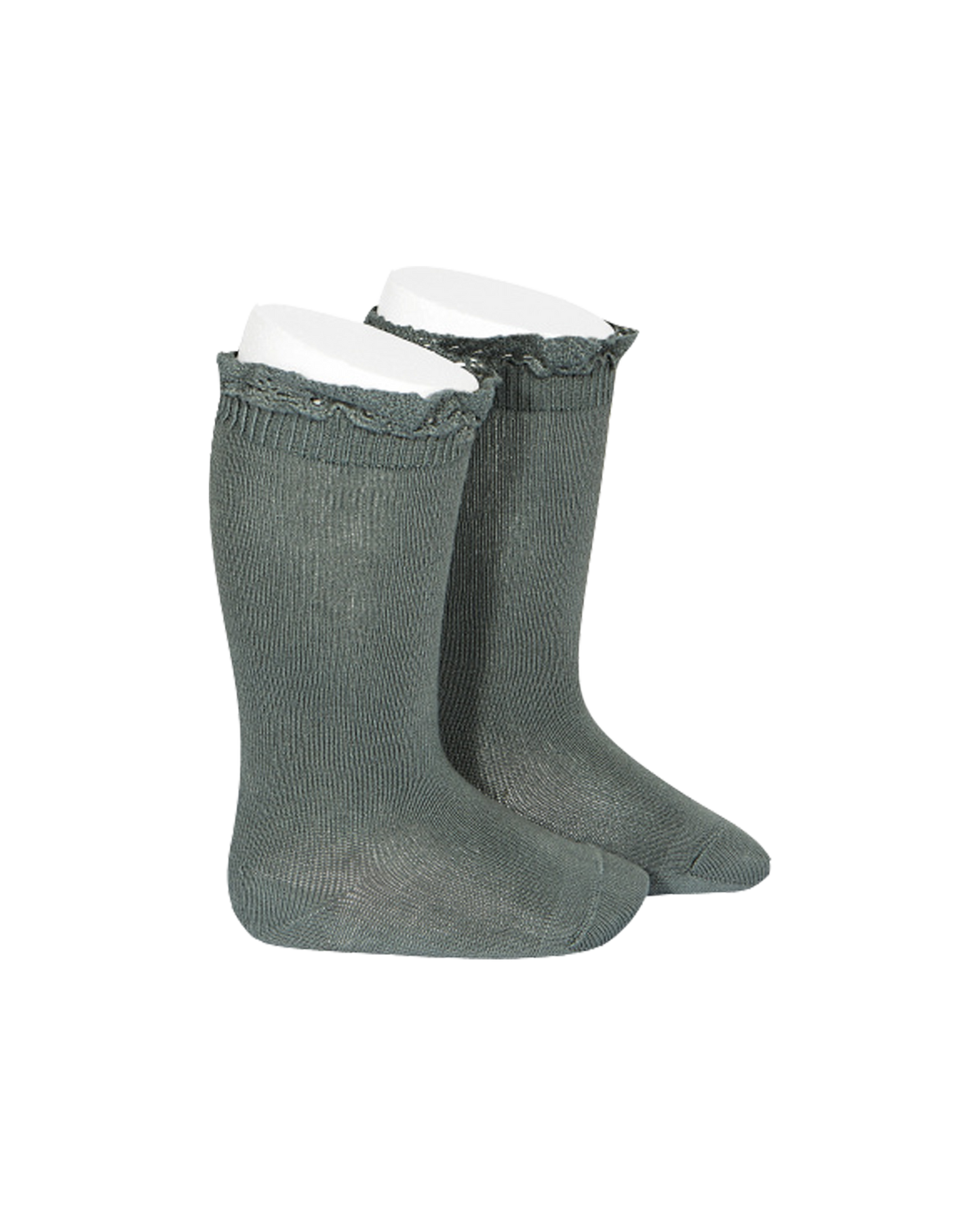 Knee Socks With Lace Edging Cuff Kids