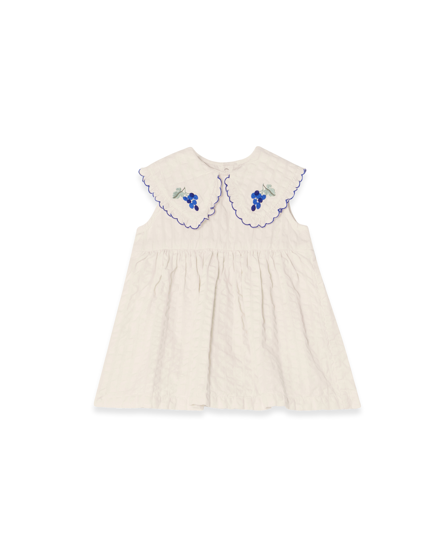 Seersucker Collar Romper Dress
