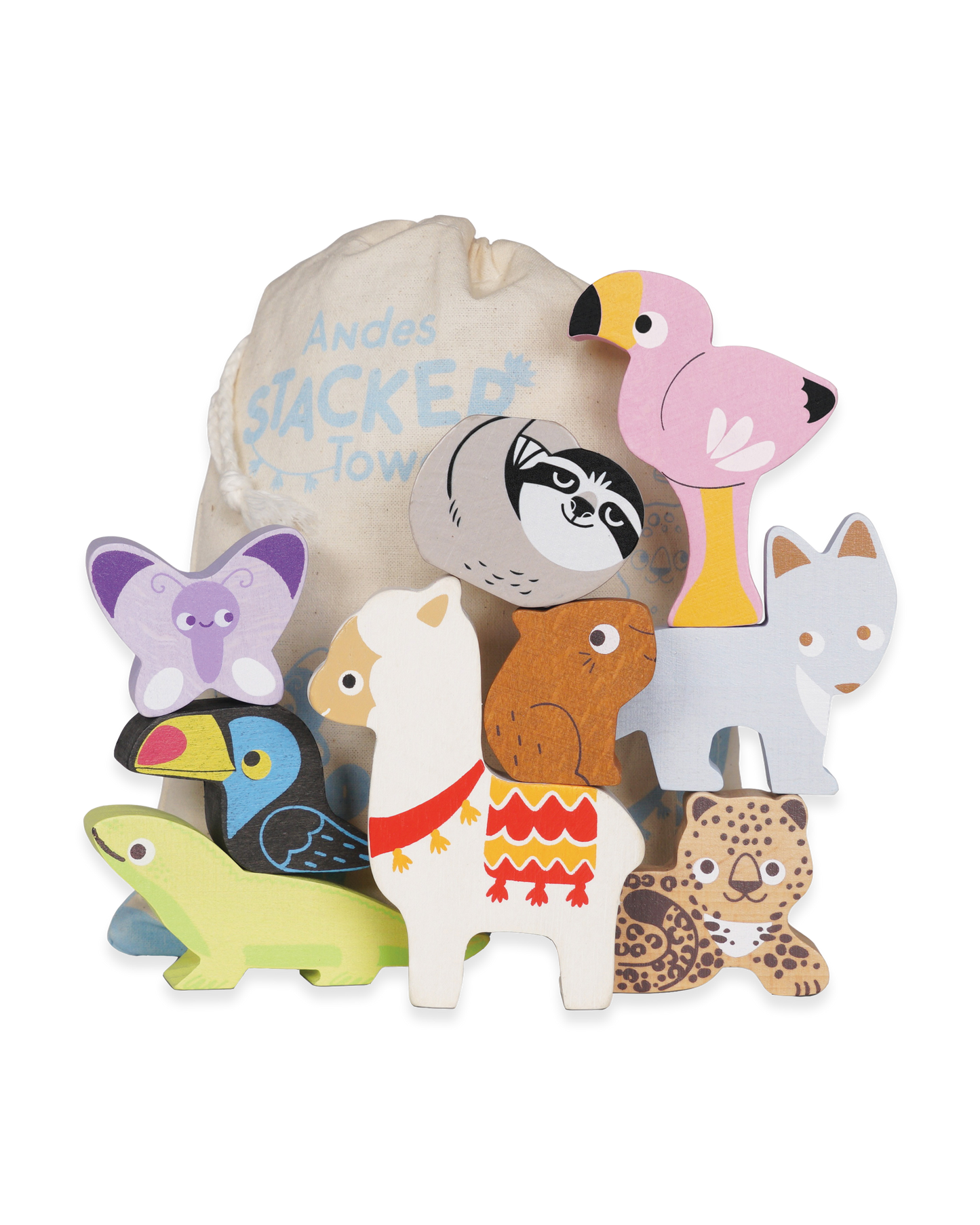 Wooden Stacking Animal & Bag