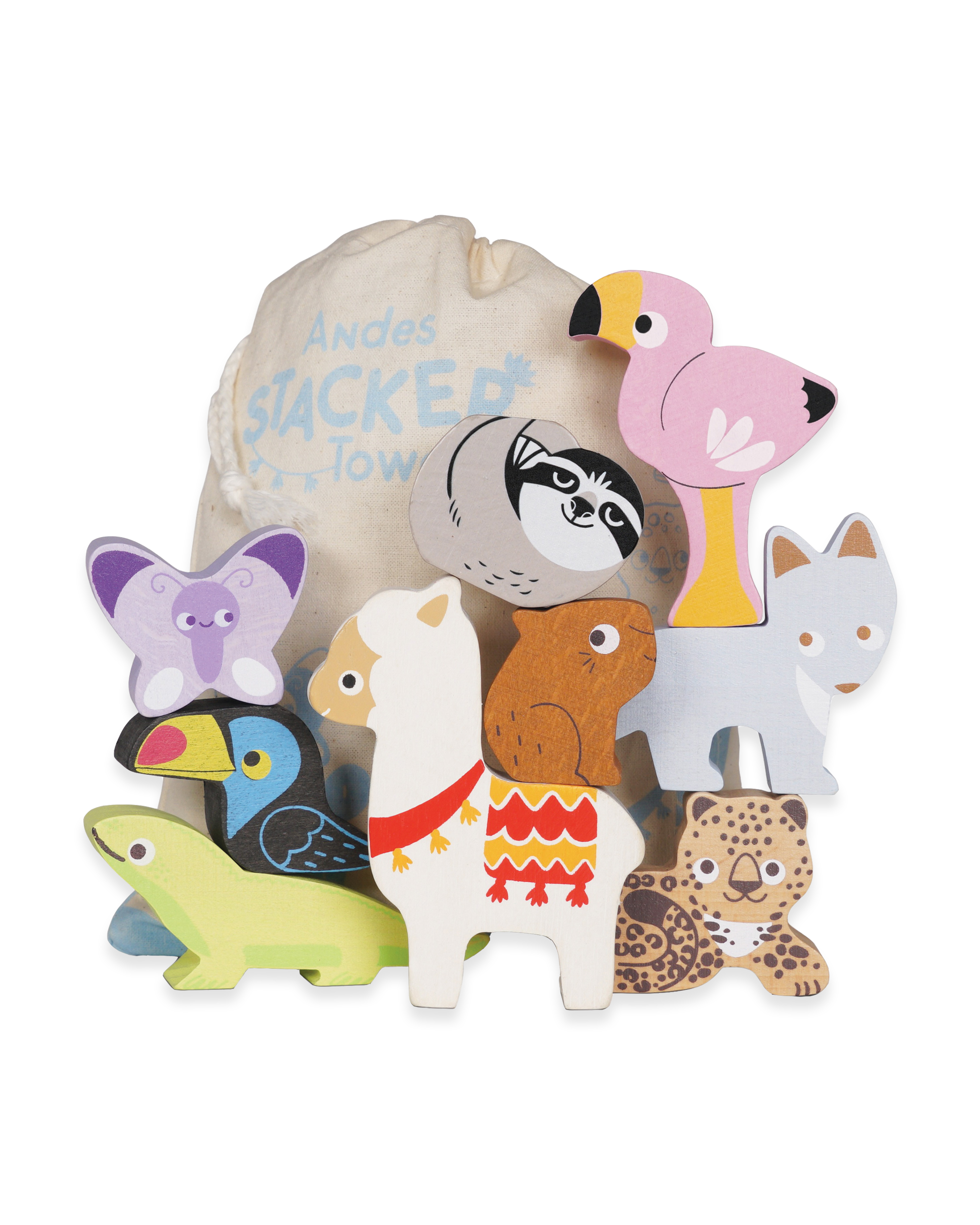  Image of Wooden Stacking Animal & Bag