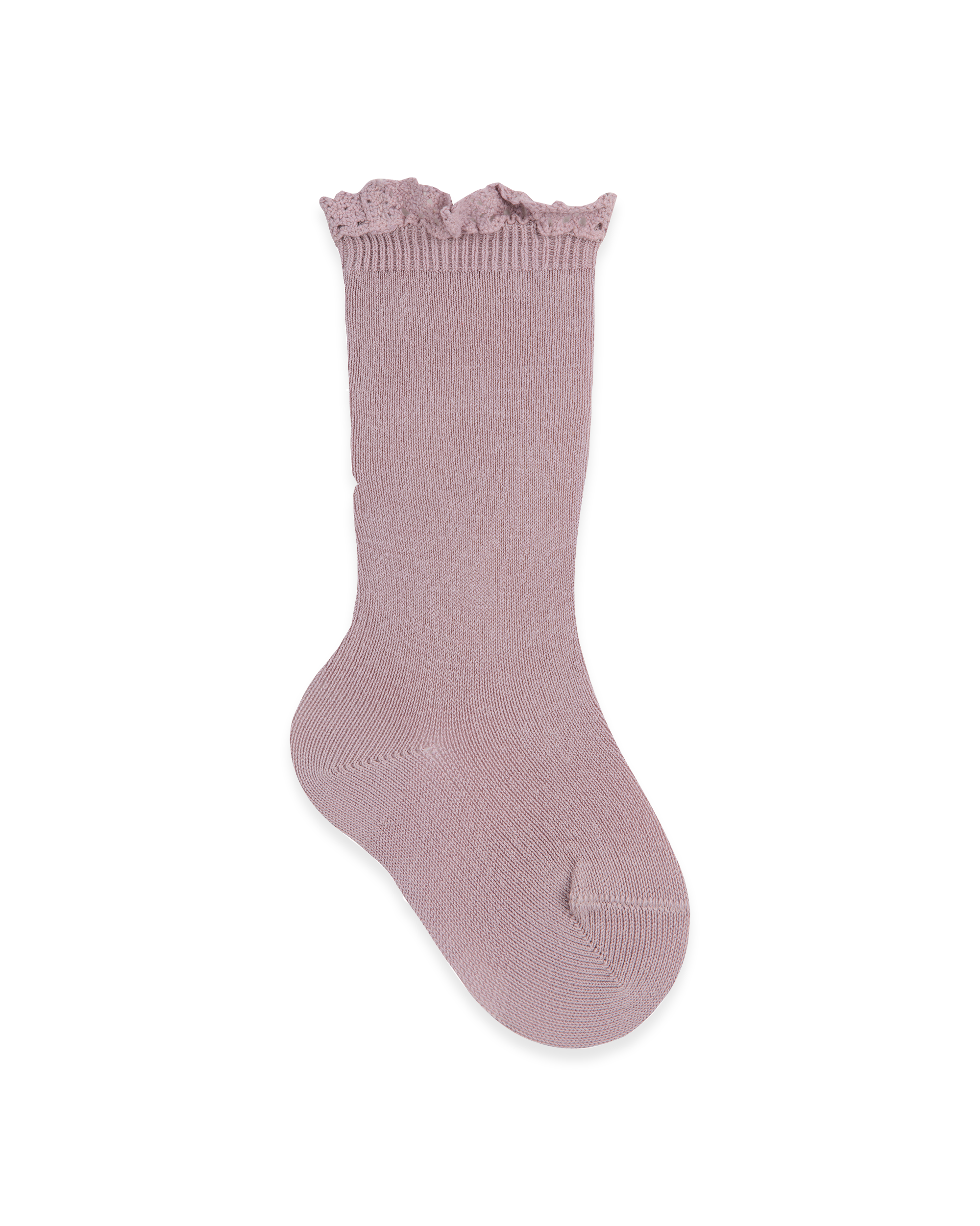 Knee Socks With Lace Edging Cuff Kids