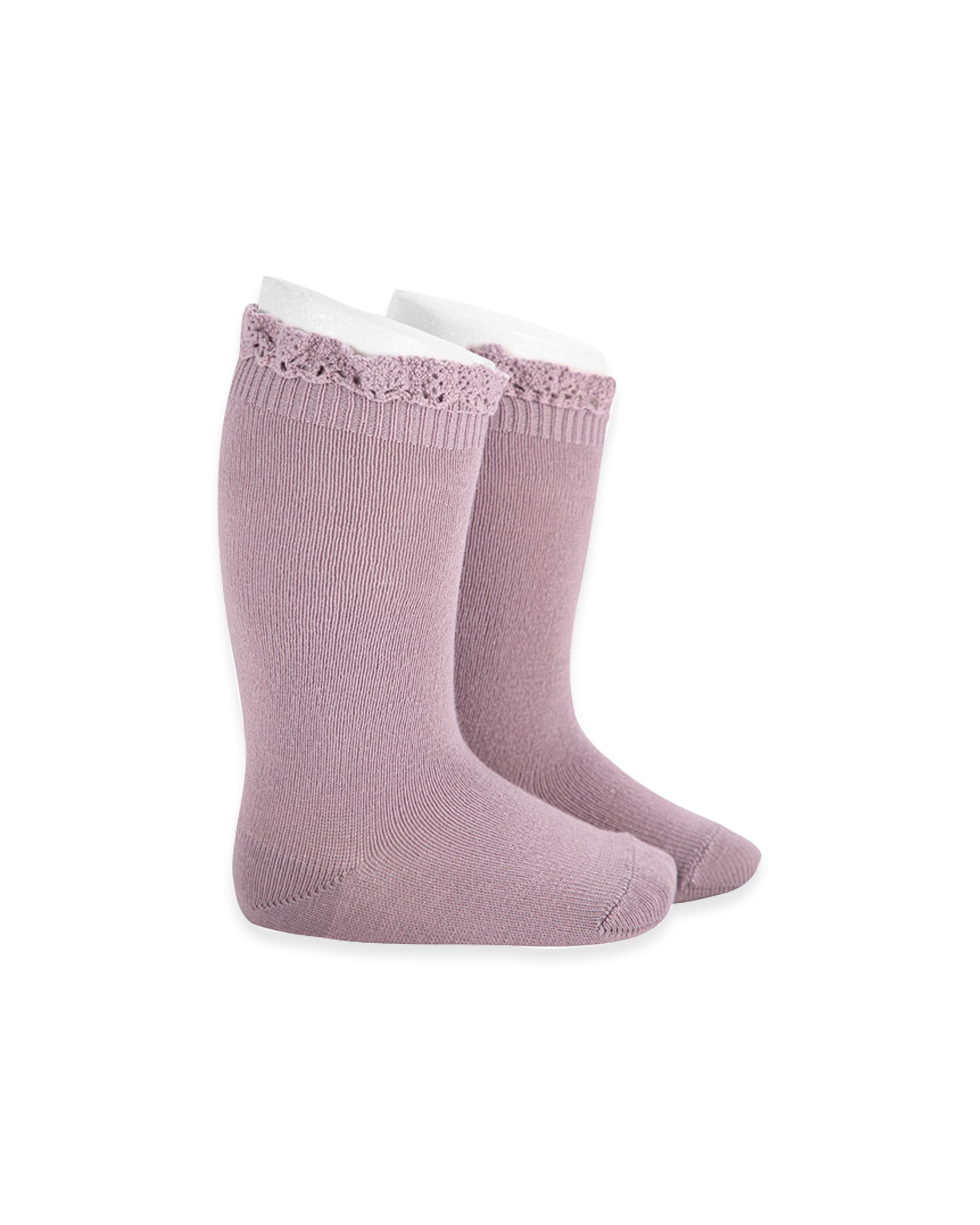 Knee Socks With Lace Edging Cuff Kids
