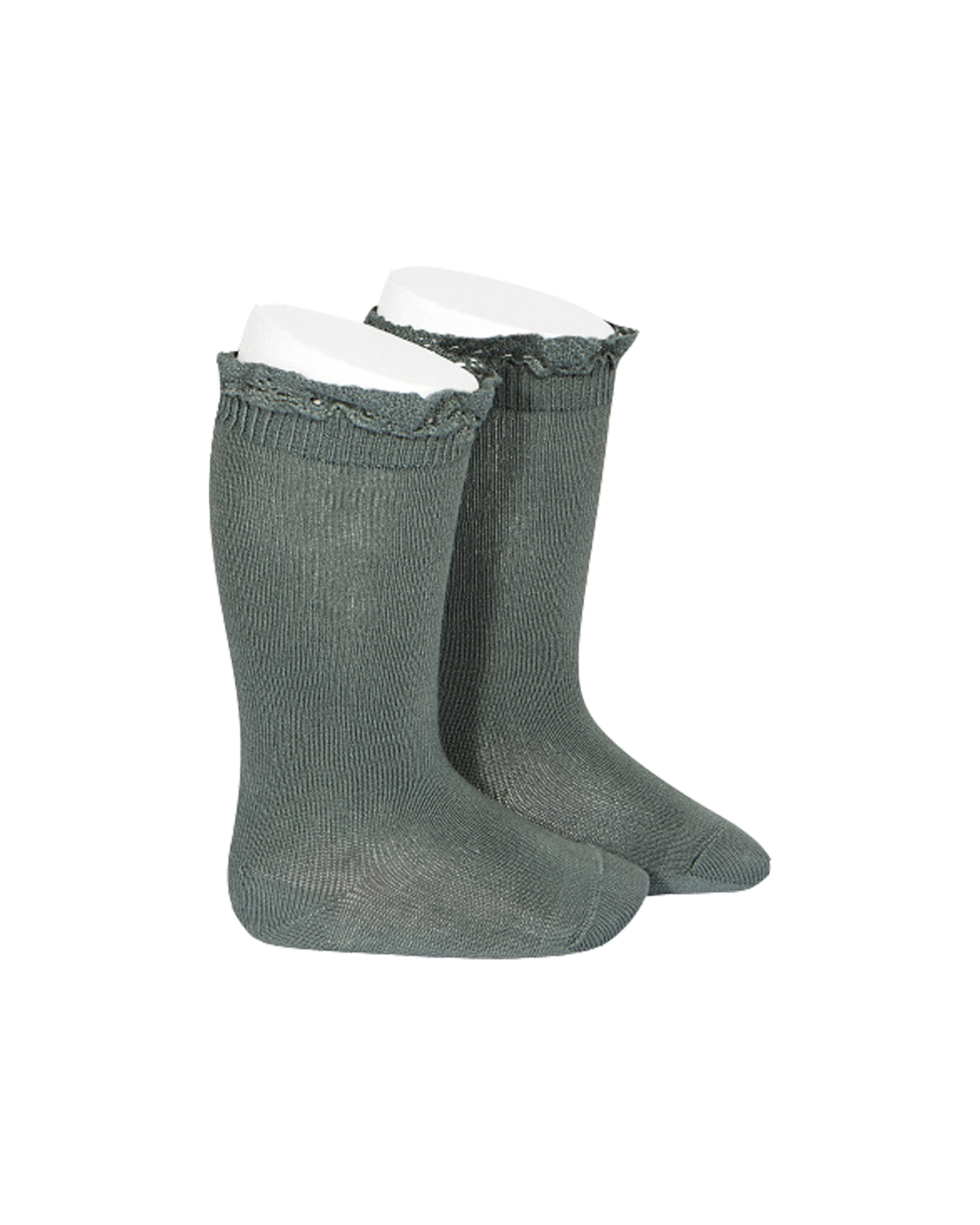  Image of Knee Socks With Lace Edging Cuff Kids