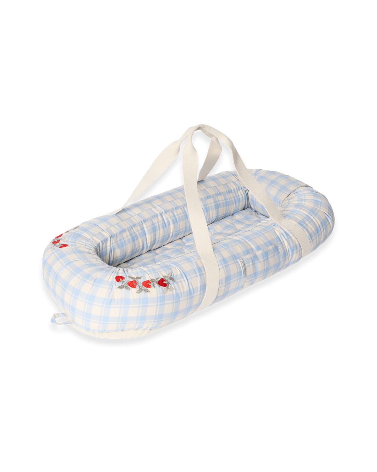 Garbo and Friends Baby Nest, Plaid Sky Blue