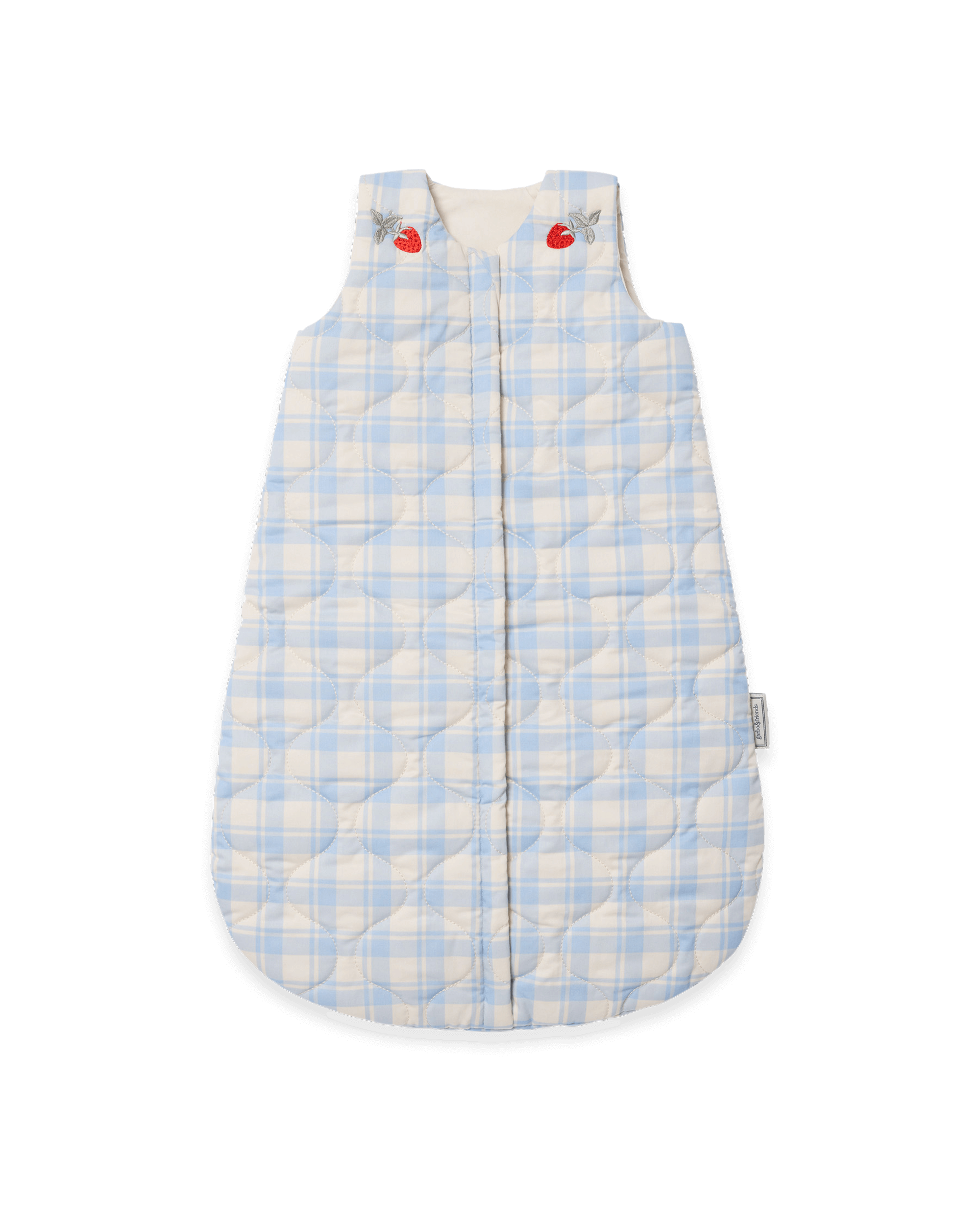 Quilted Sleeping Bag, Plaid Sky Blue