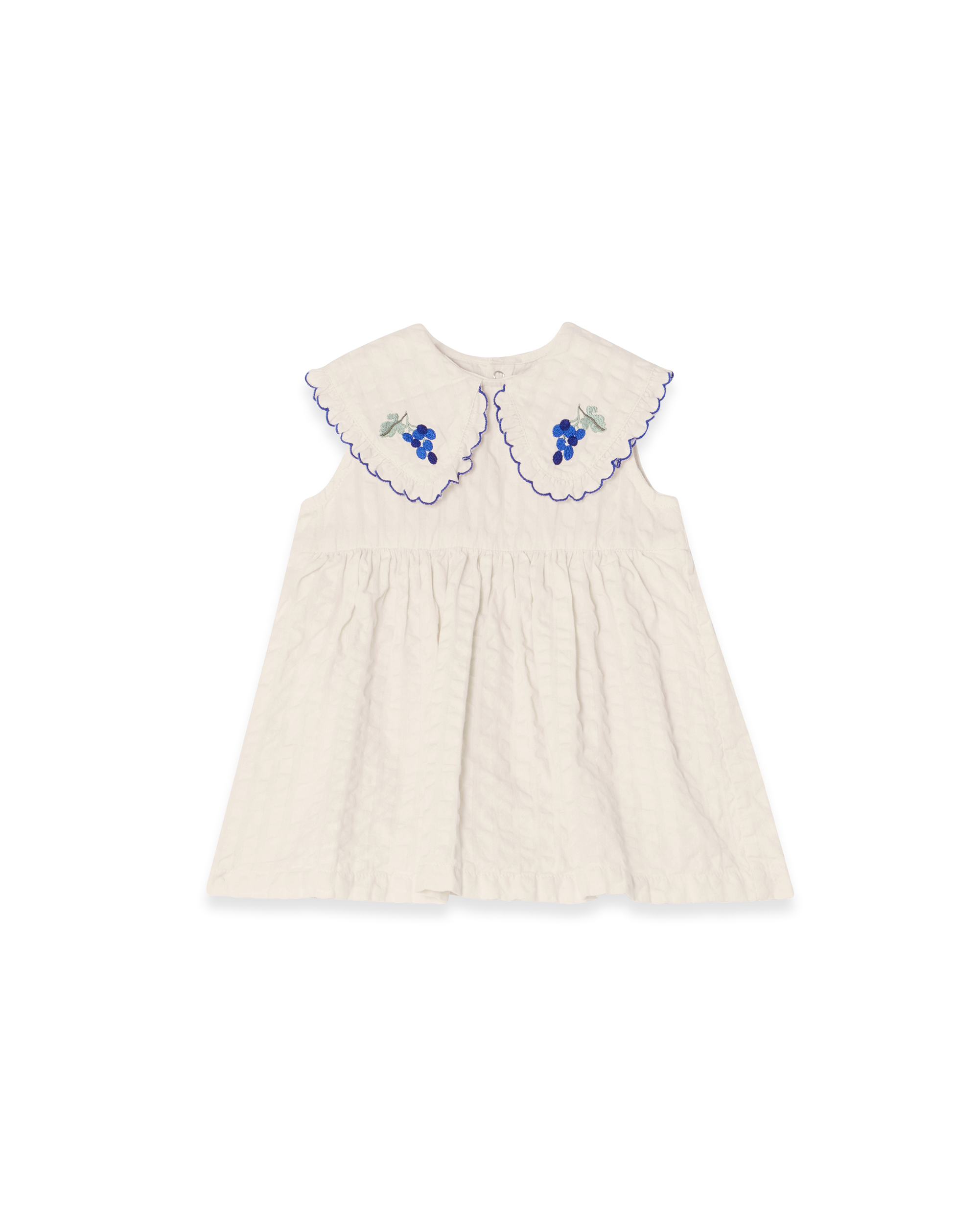  Image of Seersucker Collar Romper Dress