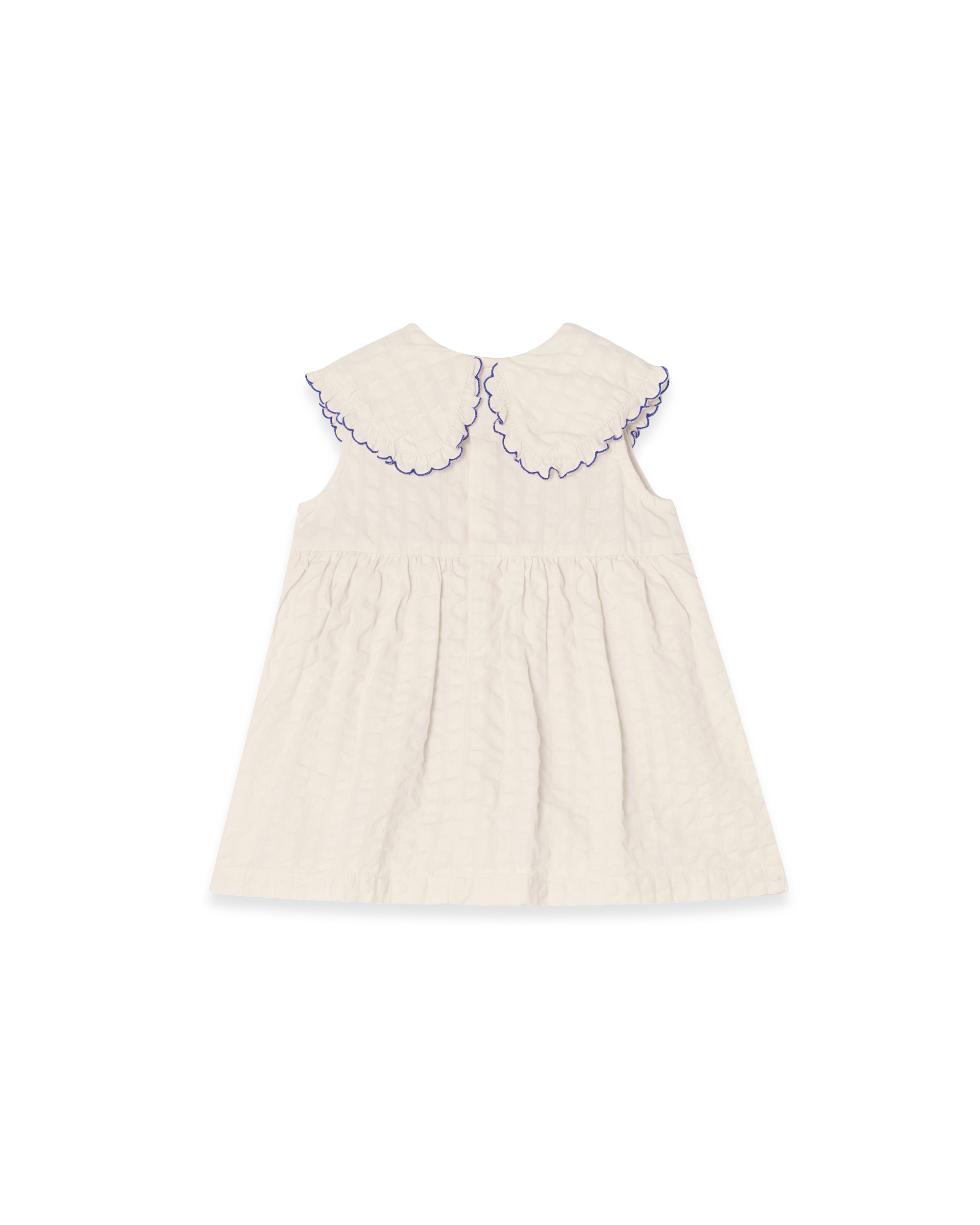  Image of Seersucker Collar Romper Dress