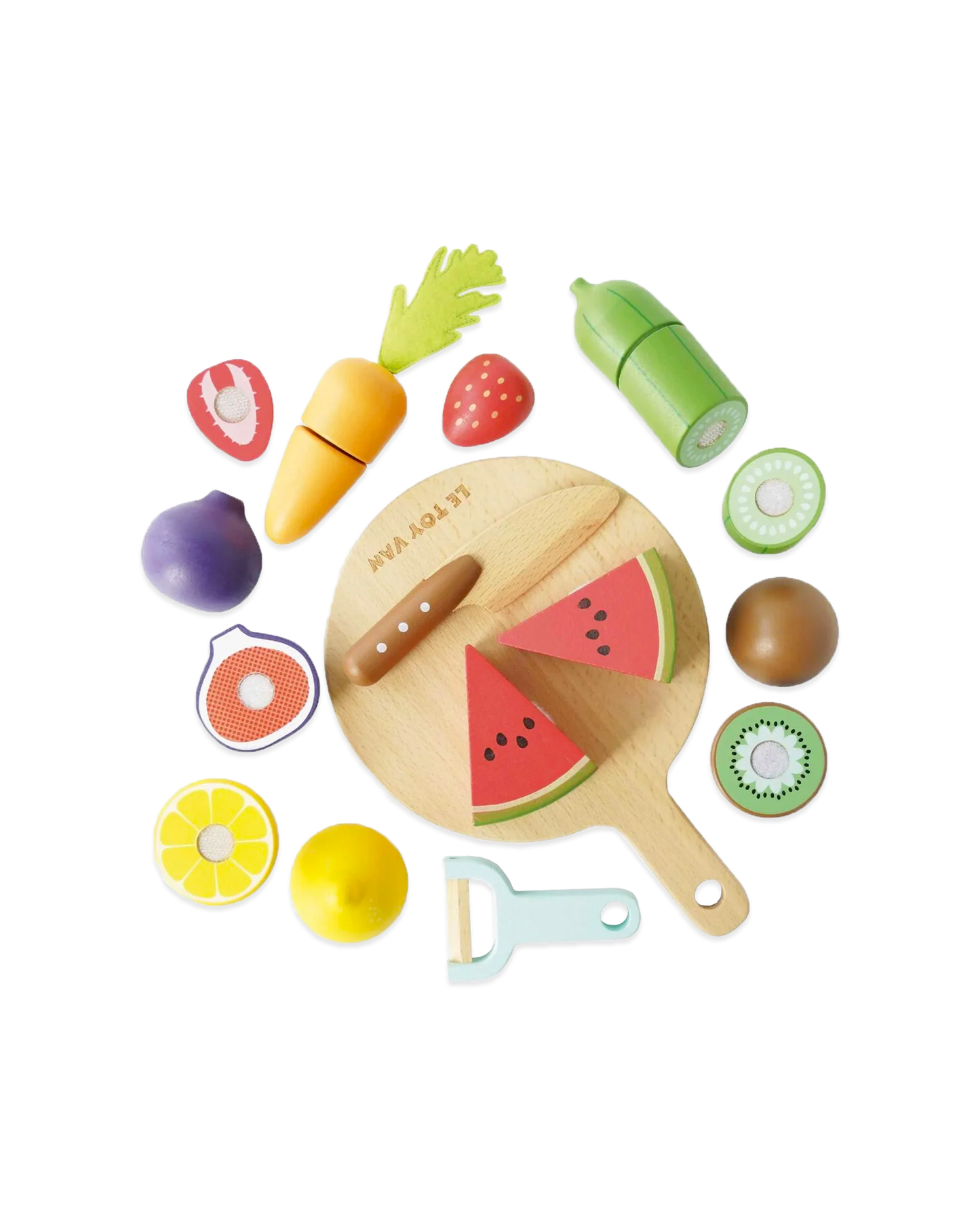 Kreativ kökslek – Träskärbräda med delbara grönsaker