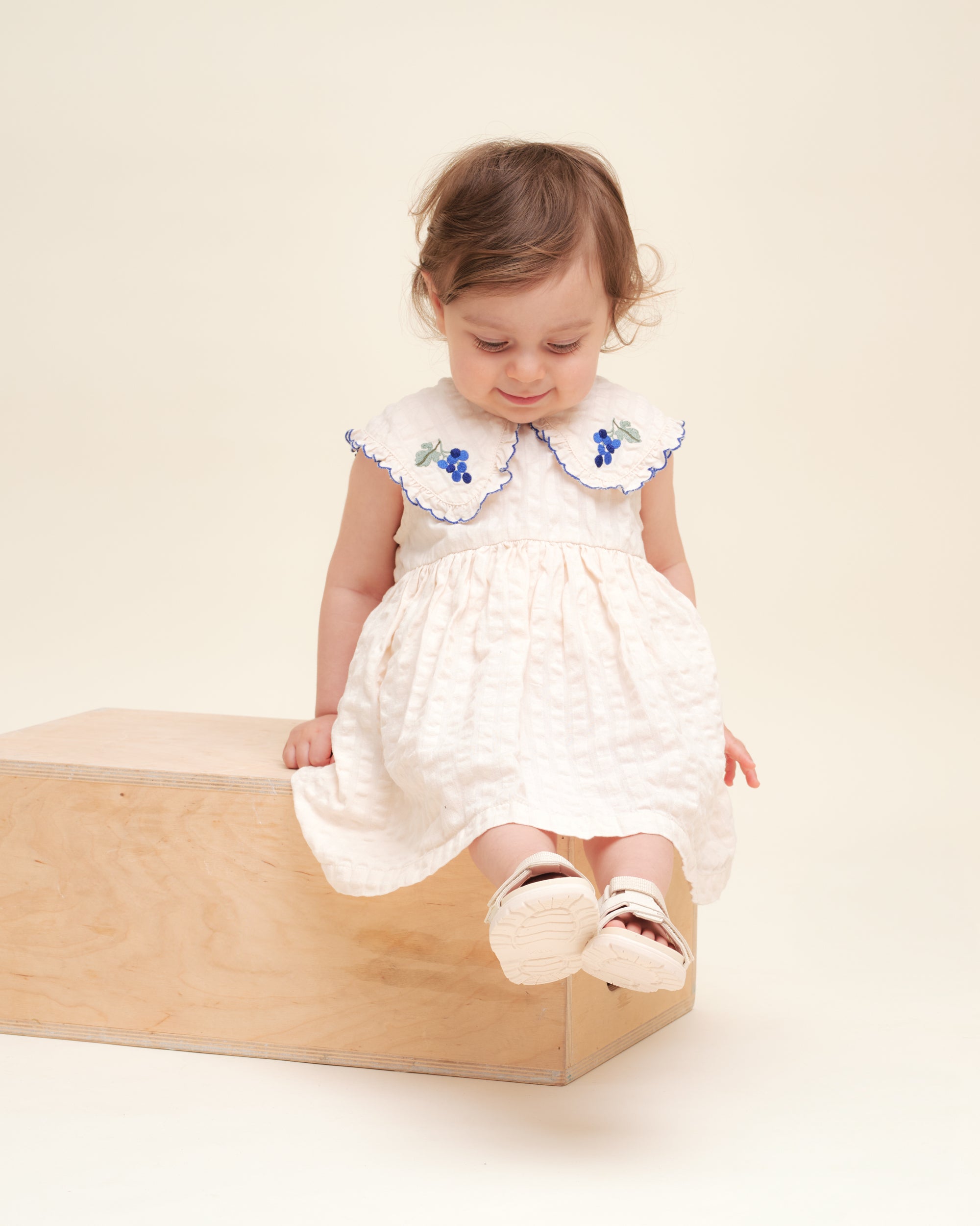 Image of Seersucker Collar Romper Dress